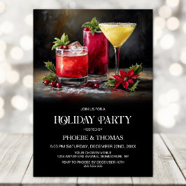 Invitación Poinsettia Cocktails Holiday Party