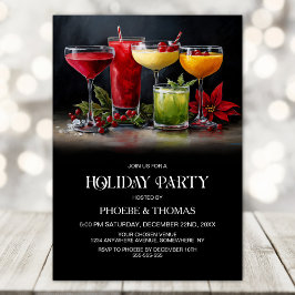 Invitación Poinsettia Cocktails Holiday Party
