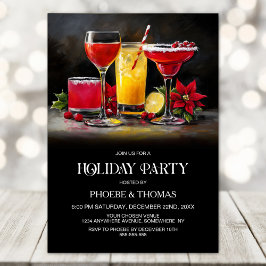 Invitación Poinsettia Cocktails Holiday Party