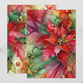 Invitación Poinsettia de tinta de alcohol coloreada imprimibl