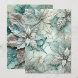 Invitación Poinsettia de tinta de tinta de alcohol plateada i