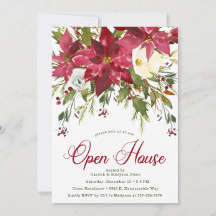 Invitación Poinsettia Fiesta de Navidad Casa Abierta