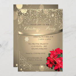 Invitación Poinsettia,Fiesta de Navidad de Confetti Company