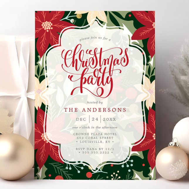 Invitación Poinsettia Fiesta de Navidades de flores botánicas (Subido por el creador)