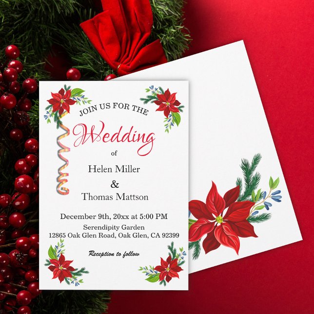 Invitación Poinsettia Floral Bouquet, Boda (Subido por el creador)