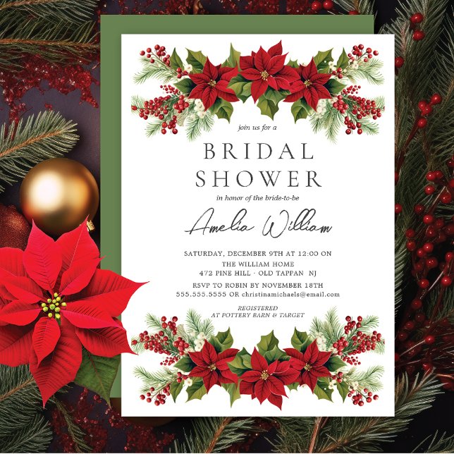 Invitación Poinsettia Floral Bridal Shower (Subido por el creador)