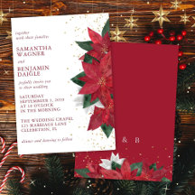 Poinsettia Floral Navidad Rojo Elegante Boda