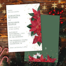 Poinsettia Floral Navidad Verde Elegante Boda