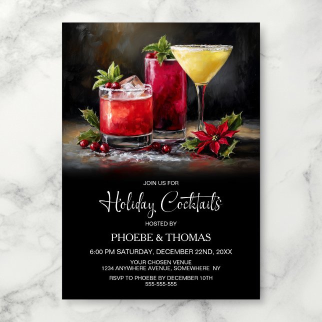 Invitación Poinsettia Holiday Cocktail Party (Subido por el creador)