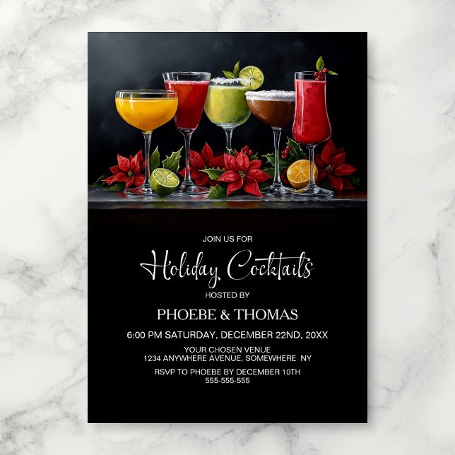 Invitación Poinsettia Holiday Cocktail Party (Subido por el creador)