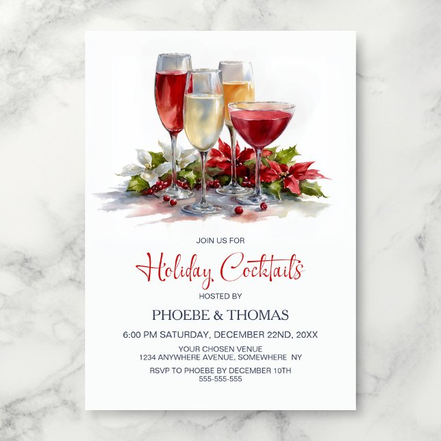 Invitación Poinsettia Holiday Cocktail Party (Subido por el creador)
