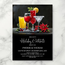 Invitación Poinsettia Holiday Cocktail Party