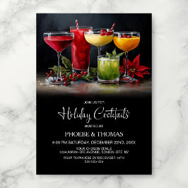 Invitación Poinsettia Holiday Cocktail Party