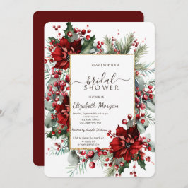 Invitación Poinsettia Holiday Winter Bridal Shower