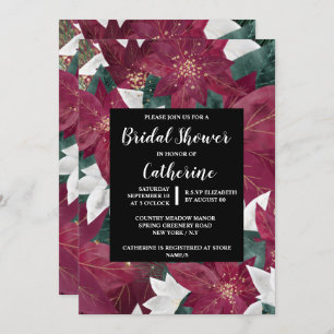 Invitación Poinsettia imitación de la moda floral blanca roja