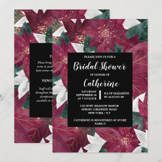 Invitación Poinsettia imitación de la moda floral blanca roja