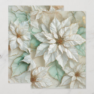 Invitación Poinsettia imprimible de tinta de tinta blanca y d