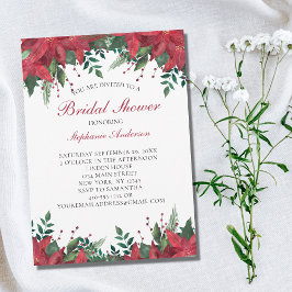 Invitación Poinsettia Navidades rojos de invierno ducha de no