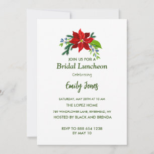 Invitación Poinsettia roja, almuerzo de novia