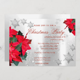 Invitación Poinsettia Snowflakes, Fiesta de Navidades corpora