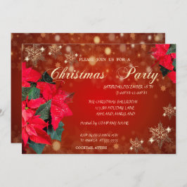 Invitación Poinsettia Snowflakes, Fiesta de Navidades corpora