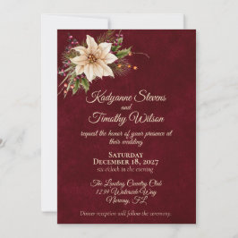 Invitación Poinsettia y bayas elegante boda