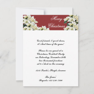 Invitación Poinsettias blancas en Navidades rojos