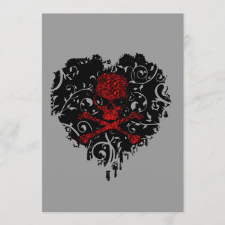Invitación Poison Heart Skull Gothic Bridal Shower