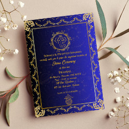 Invitación Poite Janeu Upanayanam Hindu Holy Thread Blue Gold