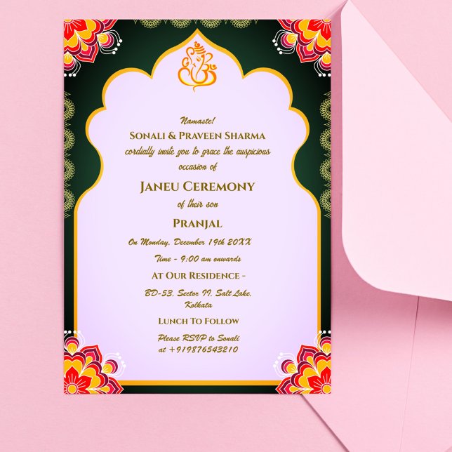 Invitación Poite Janeu Upanayanam Hindu Holy Thread Blue Gold (Subido por el creador)