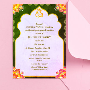 Invitación Poite Janeu Upanayanam Hindu Holy Thread Blue Gold