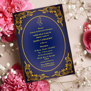 Invitación Poite Janeu Upanayanam Hindu Holy Thread Blue Gold