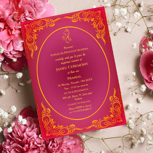 Invitación Poite Janeu Upanayanam Hindu Holy Thread Blue Gold