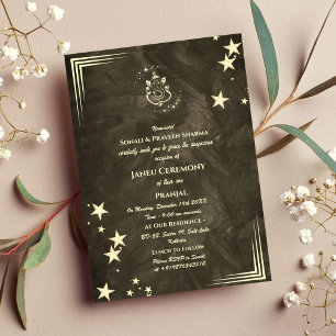 Invitación Poite Janeu Upanayanam Hindu Holy Thread Blue Gold