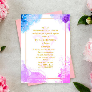 Invitación Poite Janeu Upanayanam Hindu Holy Thread Blue Gold