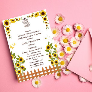 Invitación Poite Janeu Upanayanam Hindu Holy Thread Blue Gold