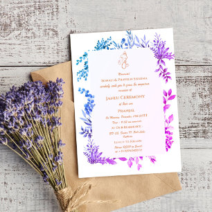 Invitación Poite Janeu Upanayanam Hindu Holy Thread Blue Gold