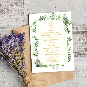 Invitación Poite Janeu Upanayanam Hindu Holy Thread Blue Gold