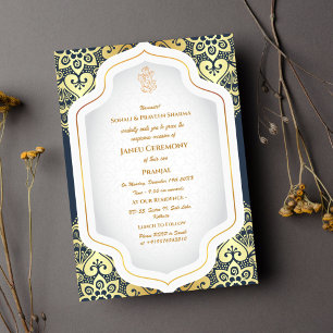 Invitación Poite Janeu Upanayanam Hindu Holy Thread Blue Gold