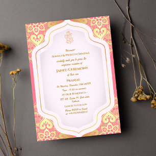 Invitación Poite Janeu Upanayanam Hindu Holy Thread Blue Gold