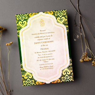 Invitación Poite Janeu Upanayanam Hindu Holy Thread Blue Gold