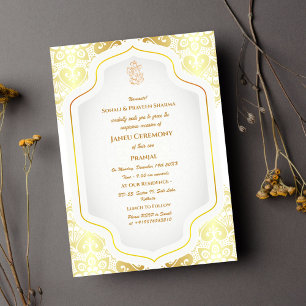 Invitación Poite Janeu Upanayanam Hindu Holy Thread Blue Gold