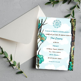 Invitación Poite Janeu Upanayanam Hindu Holy Thread Butfly