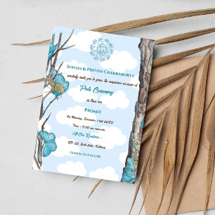 Invitación Poite Janeu Upanayanam Hindu Holy Thread Butfly