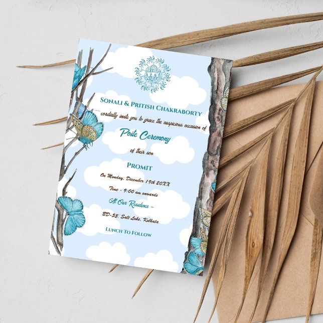 Invitación Poite Janeu Upanayanam Hindu Holy Thread Butfly (Subido por el creador)