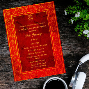 Invitación Poite Janeu Upanayanam Hindu Holy Thread Floral