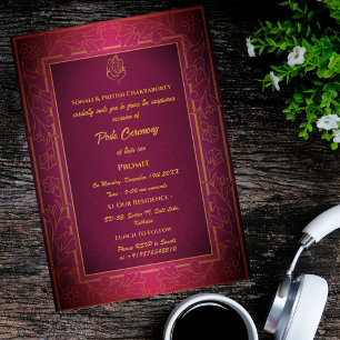 Invitación Poite Janeu Upanayanam Hindu Holy Thread Floral