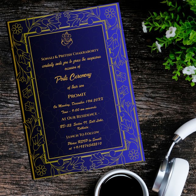 Invitación Poite Janeu Upanayanam Hindu Holy Thread Floral (Subido por el creador)