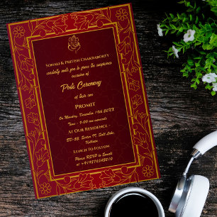 Invitación Poite Janeu Upanayanam Hindu Holy Thread Floral