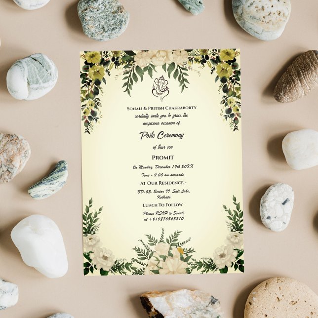 Invitación Poite Janeu Upanayanam Hindu Holy Thread Floral (Subido por el creador)